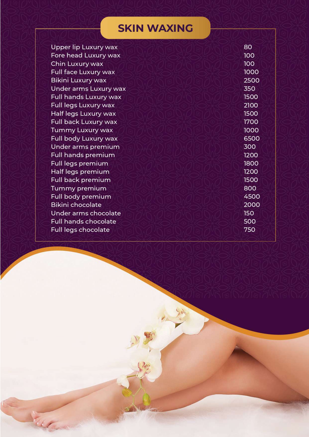 SSquareSalons menu card